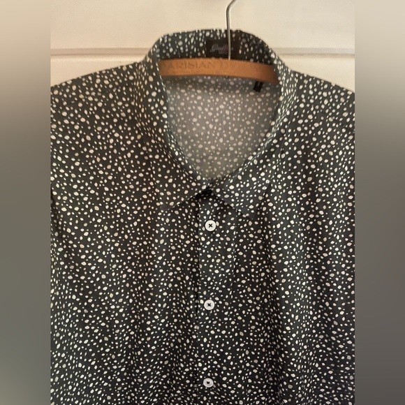 NEW GOOD MAN BRAND Big On-Point Printed Cotton Shirt Men XL Black Melanie Dot - Picture 3 of 4